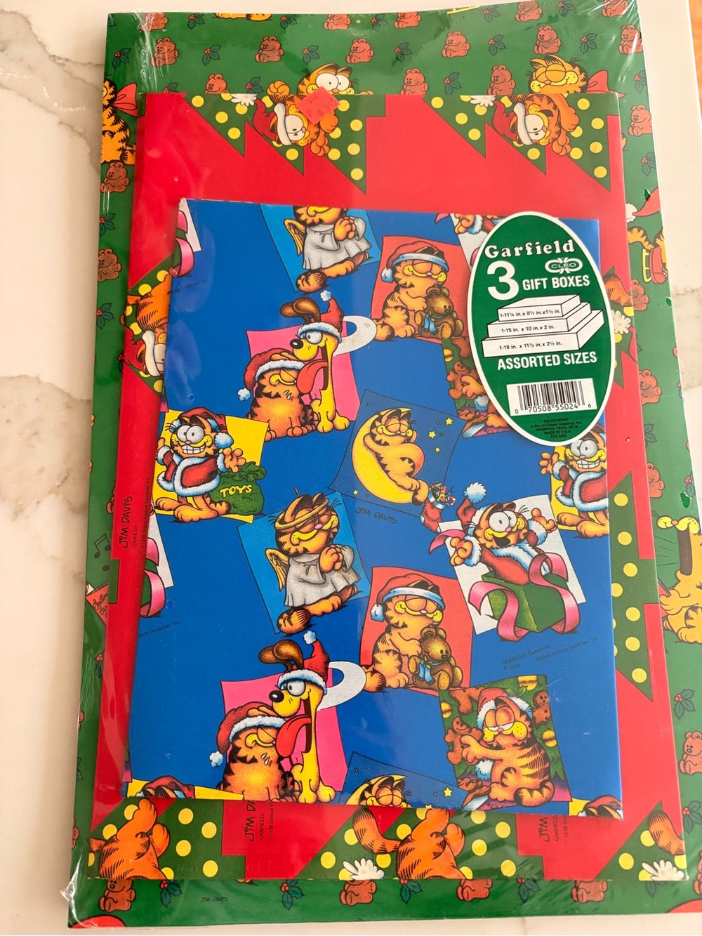 Vintage Garfield 3-Pack Gift Boxes – Festive Cartoon Print